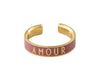 Design Letters Word Candy Ring Amour Brass Gold Platted, Dark Pink