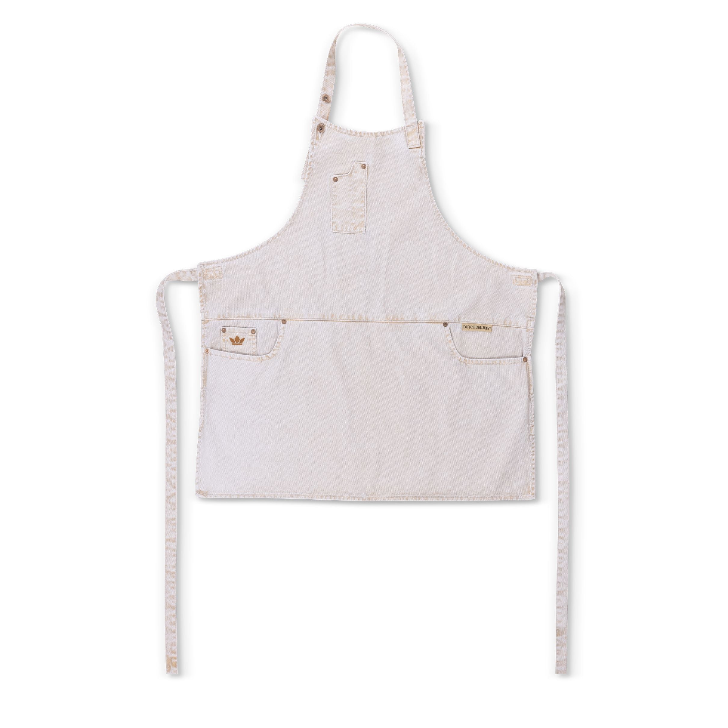 Dutchdeluxes Vijf pocket schort slanke pasvorm, Goldish White