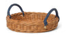 Ferm Living Blue Handle Rattan Tray, Natural/Blue