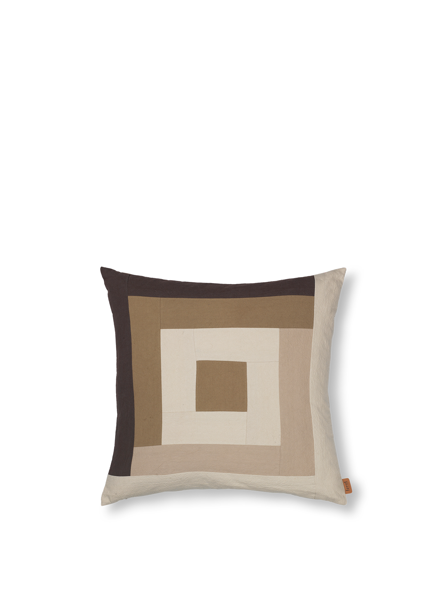 Ferm Living Border Patchwork Cushion Coffee/Dark Sand