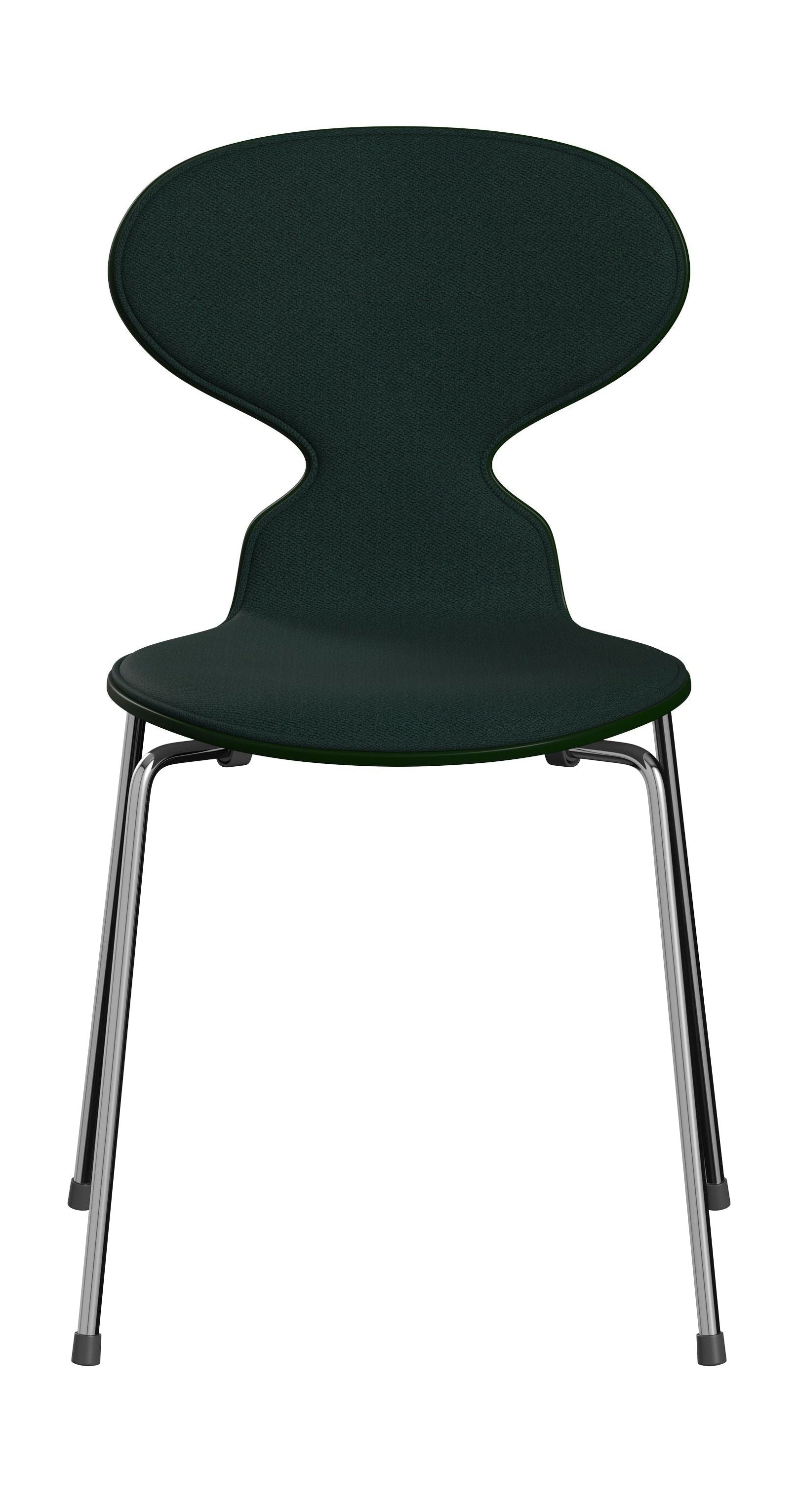 Fritz Hansen 3101 Antstoel voorste bekleding, schaal: gelakte fineer Evergreen, bekleding: vidar textiel donkergroen, basis: staal/chroom