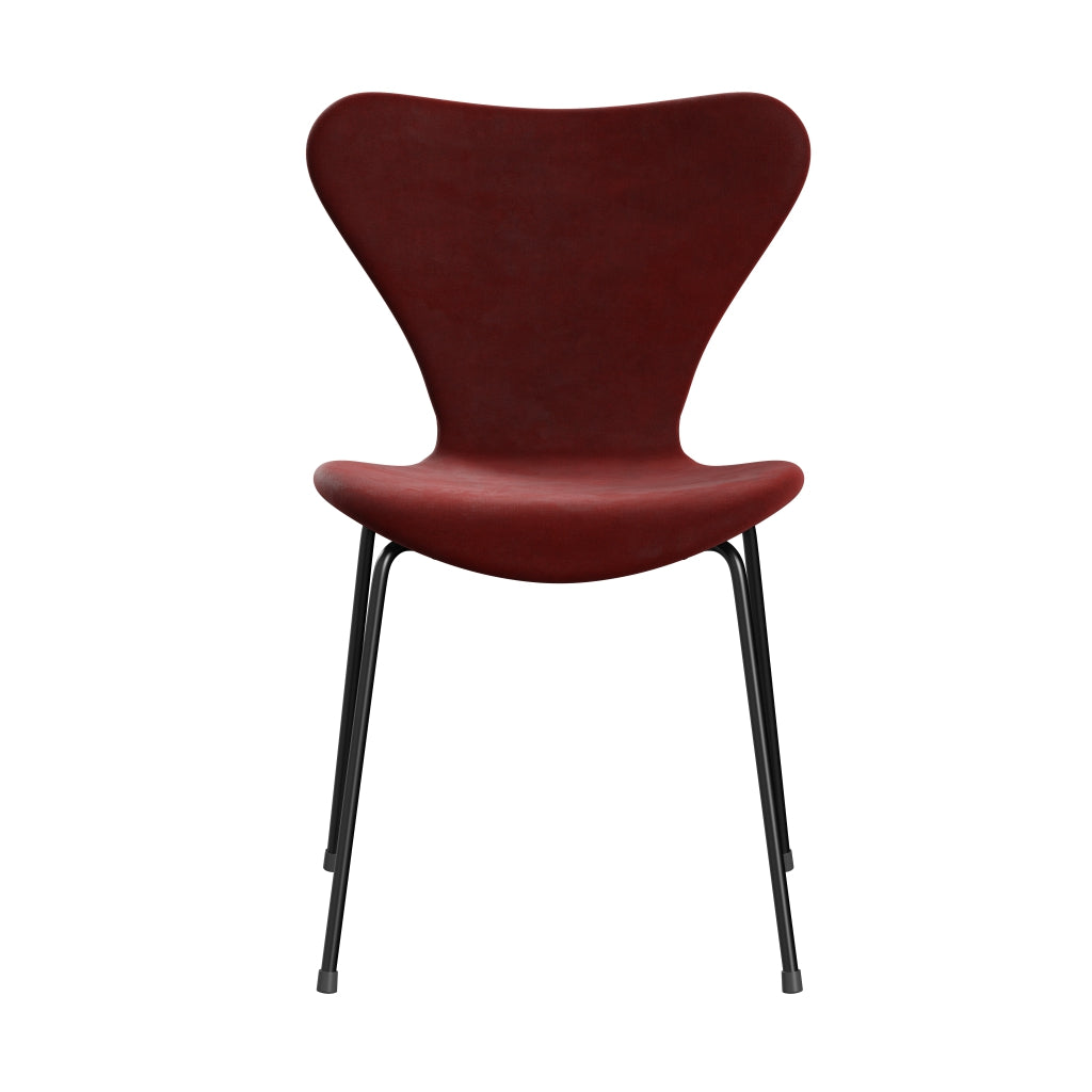 Fritz Hansen 3107 stoel Volledige bekleding, zwart/Belfast Velvet herfstrood