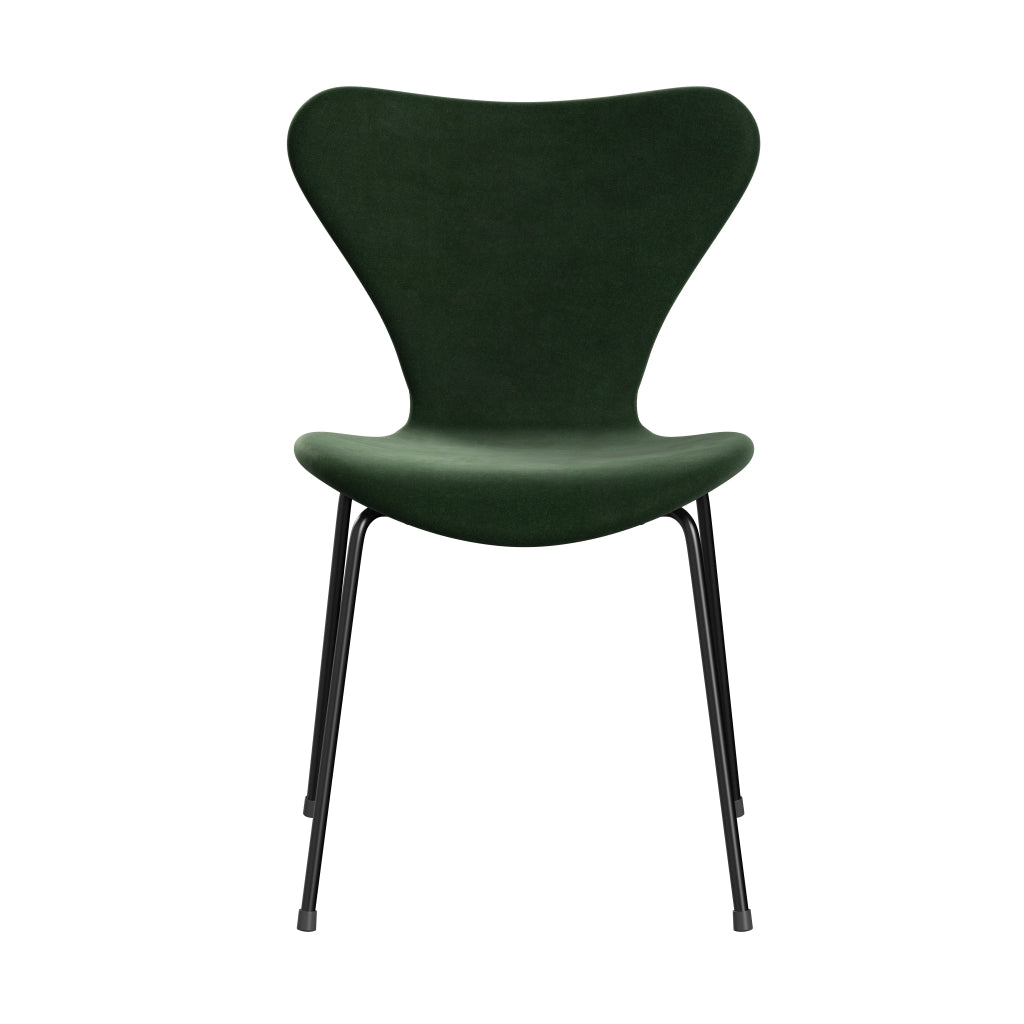 Fritz Hansen 3107 stoel Volledige bekleding, zwart/Belfast Velvet Forest Green