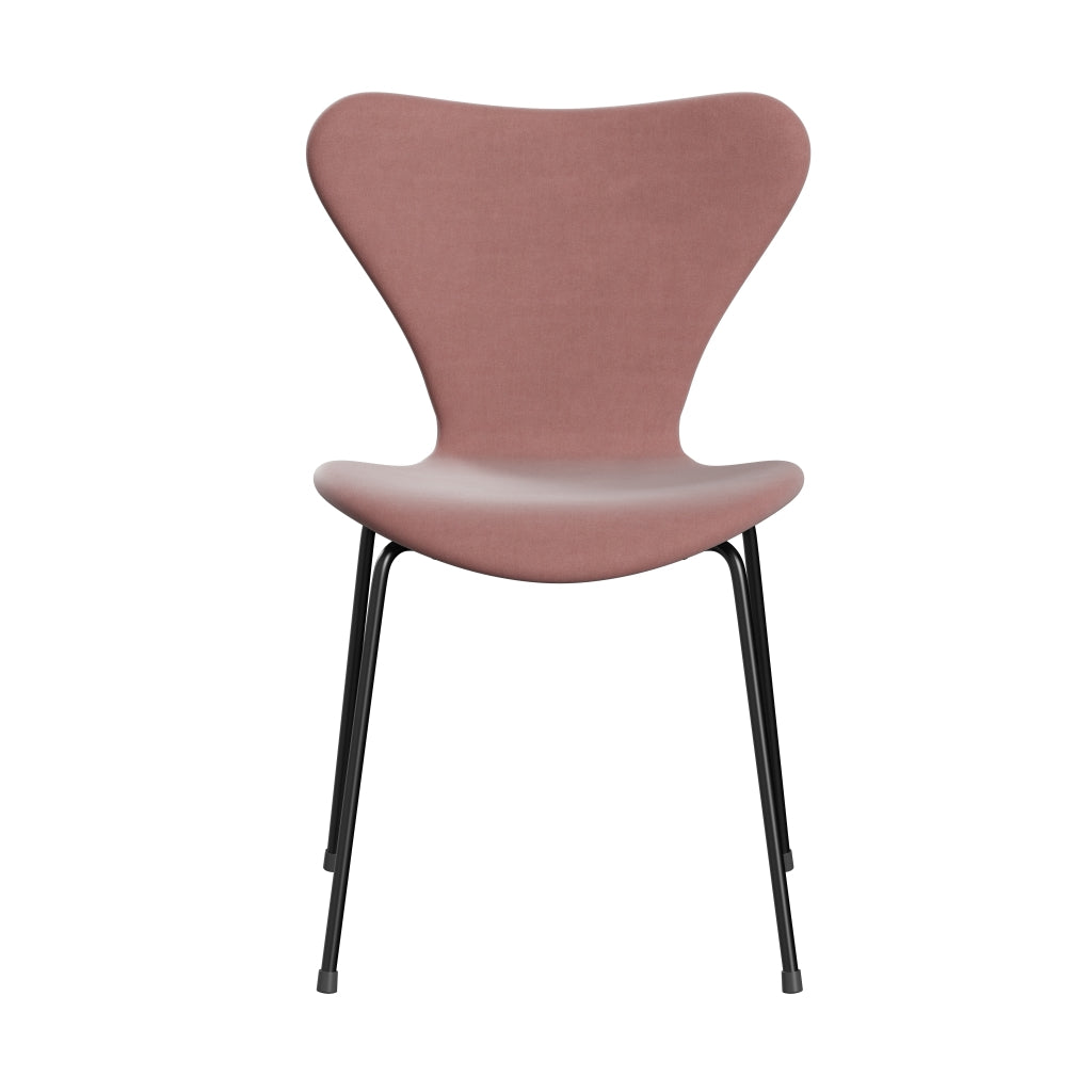 Fritz Hansen 3107 Stuhl Full Polstery, Black/Belfast Velvet Misty Rose