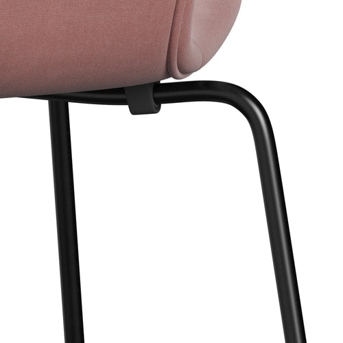 Fritz Hansen 3107 Stuhl Full Polstery, Black/Belfast Velvet Misty Rose