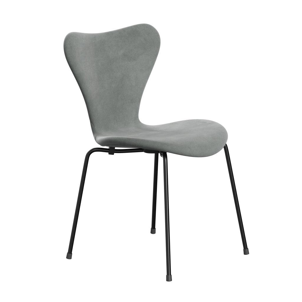 Fritz Hansen 3107 stoel Volledige bekleding, zwart/belfast fluwelen afdichting grijs