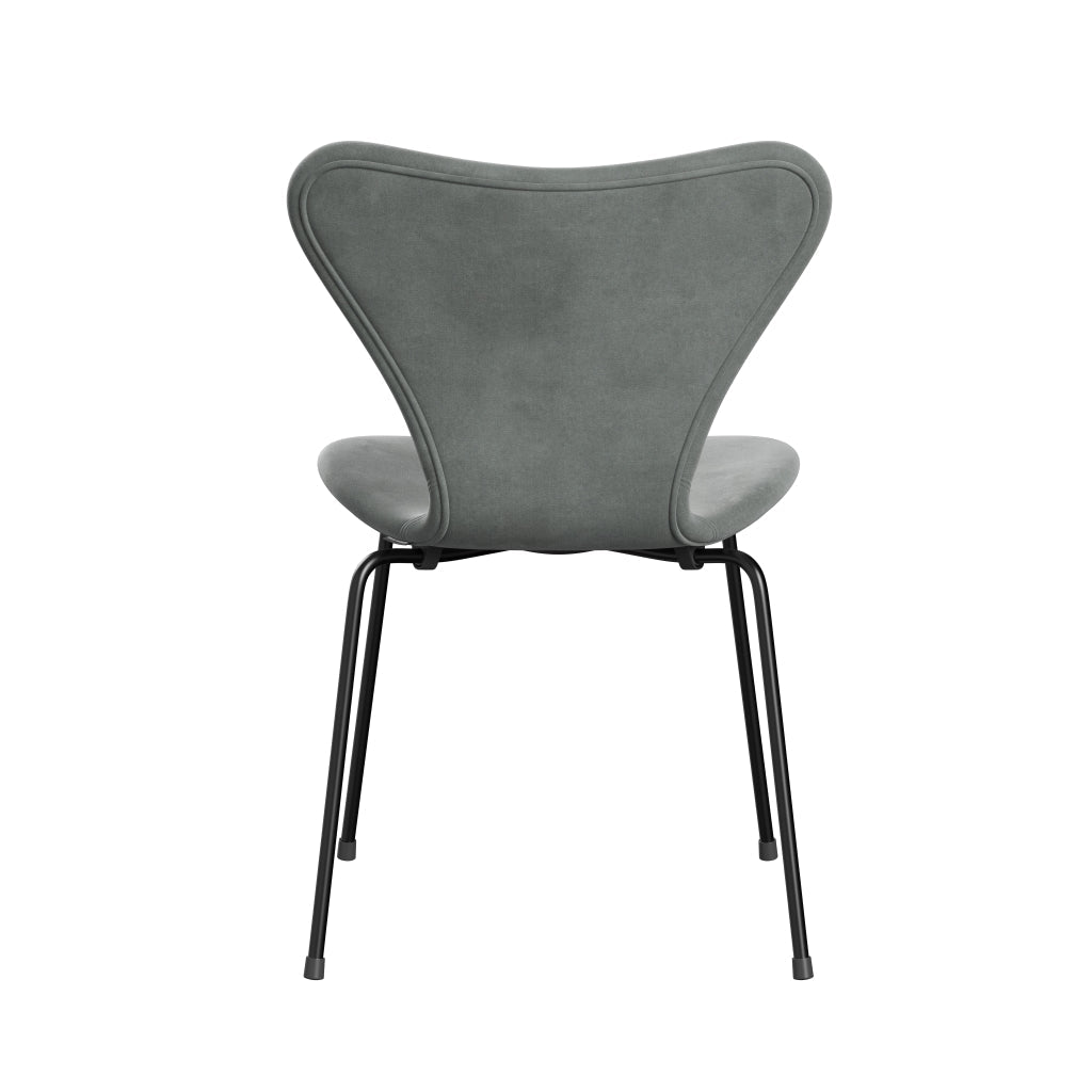 Fritz Hansen 3107 stoel Volledige bekleding, zwart/belfast fluwelen afdichting grijs