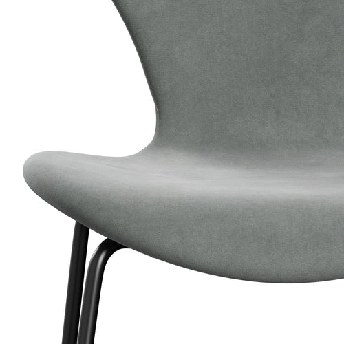 Fritz Hansen 3107 stoel Volledige bekleding, zwart/belfast fluwelen afdichting grijs