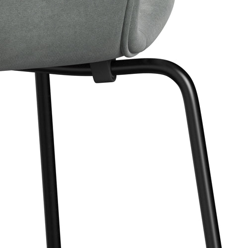 Fritz Hansen 3107 stoel Volledige bekleding, zwart/belfast fluwelen afdichting grijs