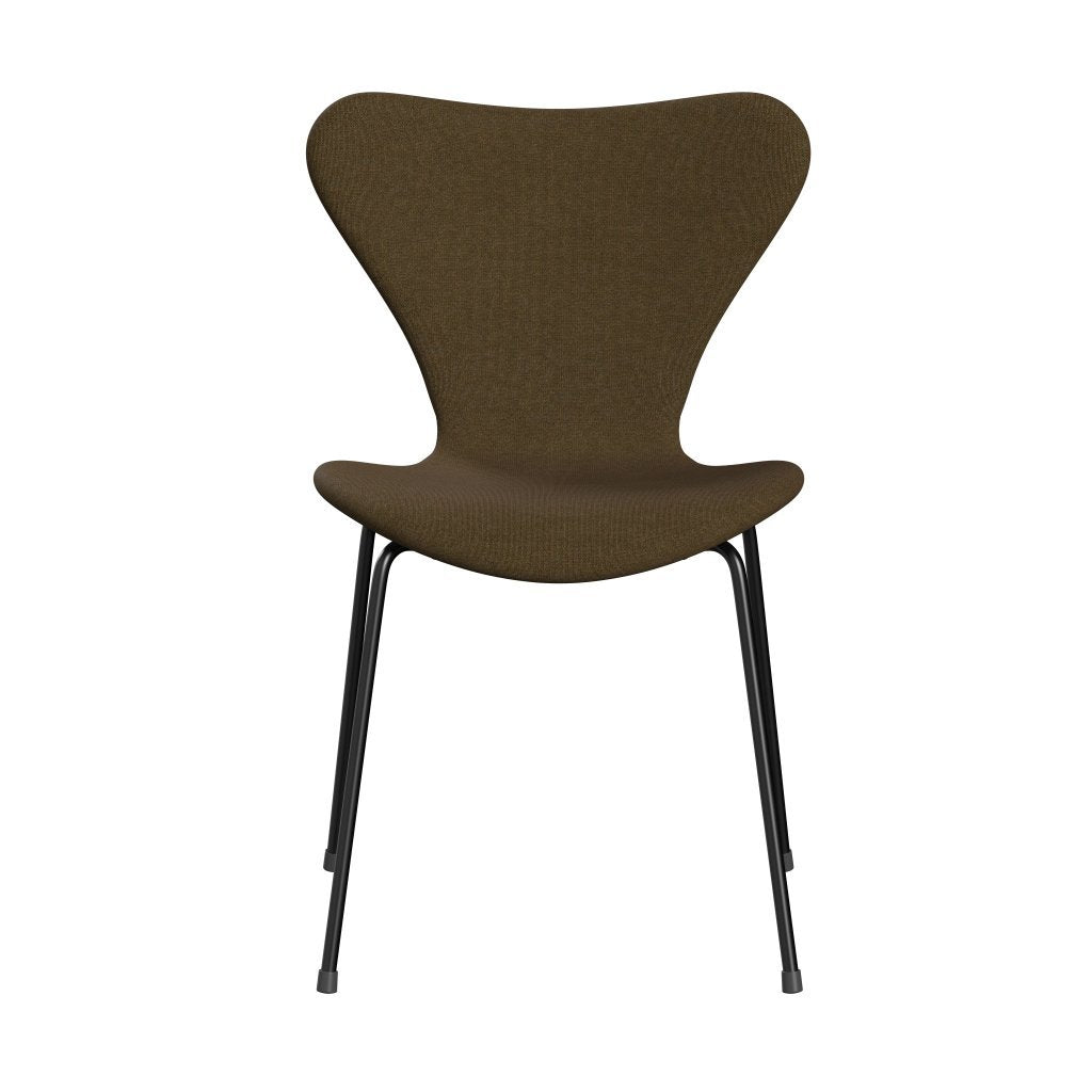 Fritz Hansen 3107 Stuhl Vollpolsterung, Schwarz/Leinwand Autumn Beige