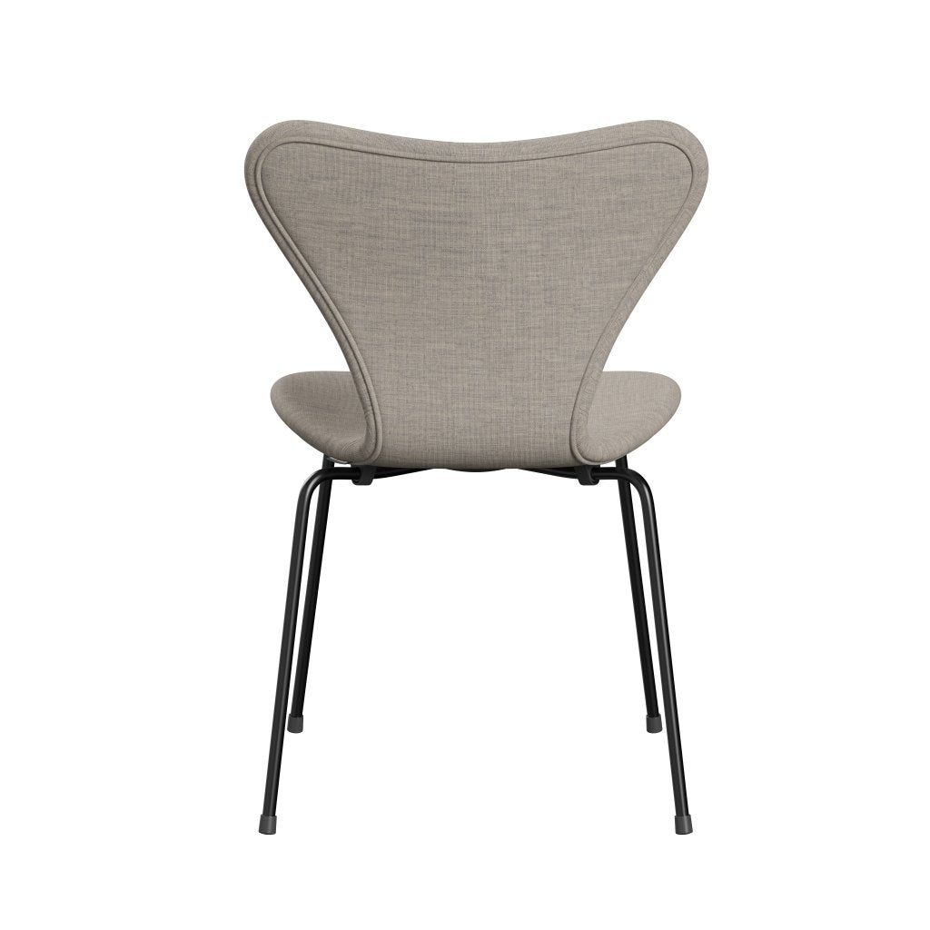 Fritz Hansen 3107 Stuhl Vollpolsterung, Schwarz/Leinwand Beige