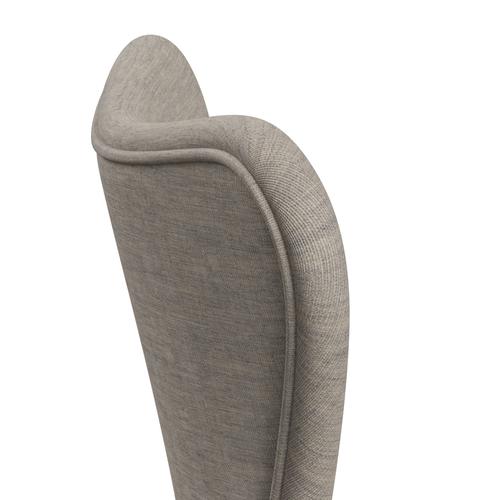 Fritz Hansen 3107 Stuhl Vollpolsterung, Schwarz/Leinwand Beige