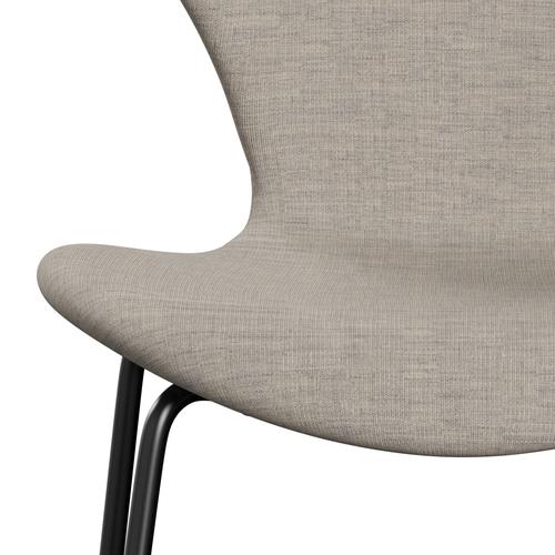 Fritz Hansen 3107 Stuhl Vollpolsterung, Schwarz/Leinwand Beige