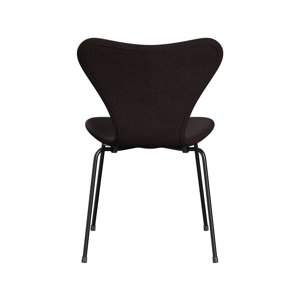 Fritz Hansen 3107 Stuhl Full Polster, Schwarz/Leinwand schwarzer Stein