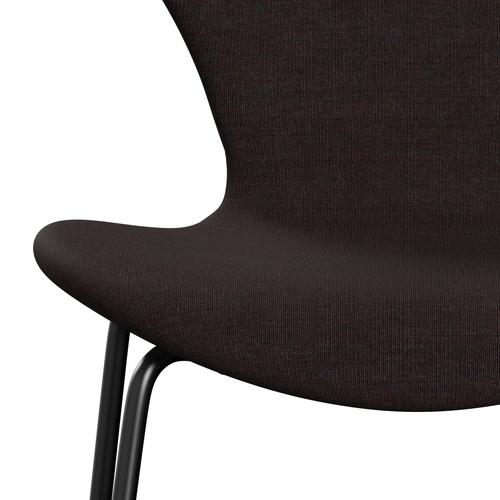 Fritz Hansen 3107 Stuhl Full Polster, Schwarz/Leinwand schwarzer Stein