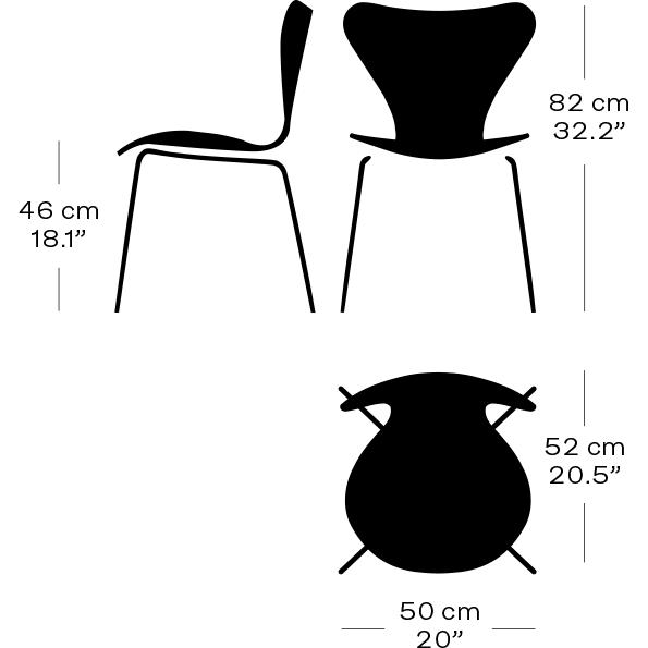 Fritz Hansen 3107 Stuhl Full Polster, Schwarz/Leinwand schwarzer Stein