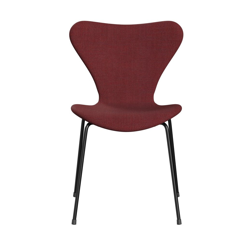 Fritz Hansen 3107 stoel Volledige bekleding, zwart/canvas bordeaux