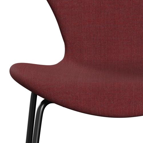 Fritz Hansen 3107 Stuhl Vollpolsterung, Schwarz/Canvas Bordeaux