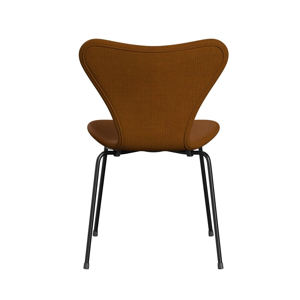 Fritz Hansen 3107 Stuhl Vollpolsterung, Schwarz/Leinwand Dunkelbeige