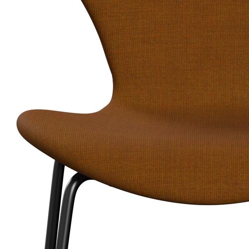 Fritz Hansen 3107 Stuhl Vollpolsterung, Schwarz/Leinwand Dunkelbeige