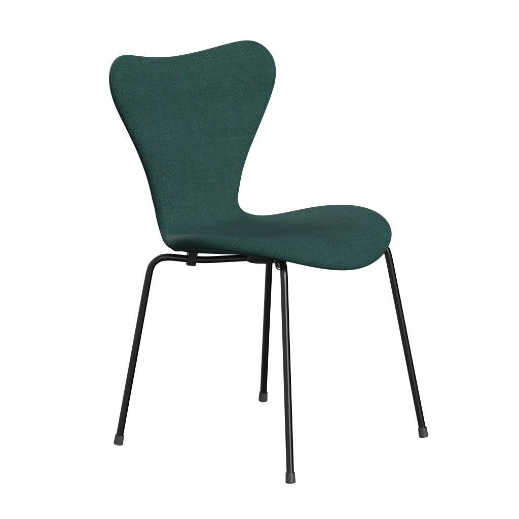 Fritz Hansen 3107 stoel Volledige bekleding, zwart/canvas smaragdgroen