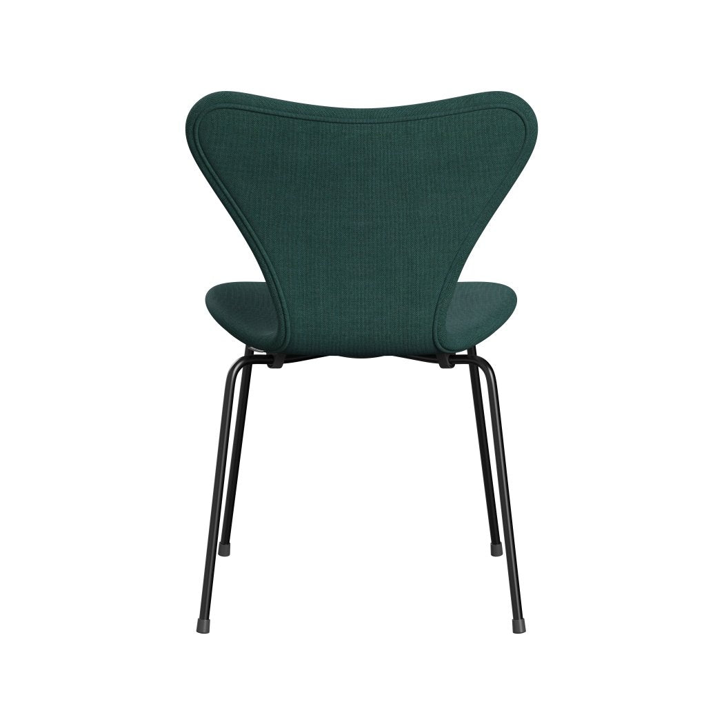 Fritz Hansen 3107 stoel Volledige bekleding, zwart/canvas smaragdgroen