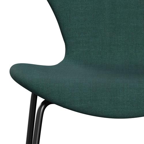 Fritz Hansen 3107 stoel Volledige bekleding, zwart/canvas smaragdgroen