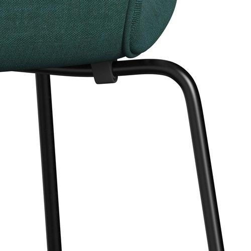 Fritz Hansen 3107 stoel Volledige bekleding, zwart/canvas smaragdgroen