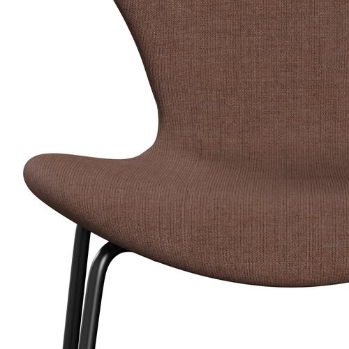 Fritz Hansen 3107 Stuhl Vollpolsterung, Schwarz/Leinwand Maroon