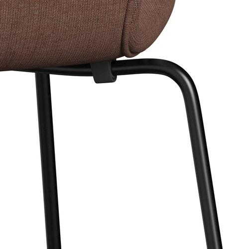 Fritz Hansen 3107 Stuhl Vollpolsterung, Schwarz/Leinwand Maroon