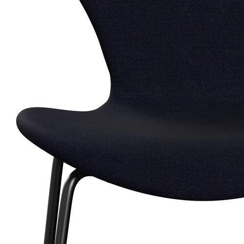 Fritz Hansen 3107 stoel Volledige bekleding, zwart/canvas middernacht blauw