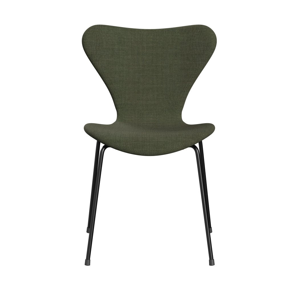 Fritz Hansen 3107 stoel Volledige bekleding, zwart/canvas mos groen