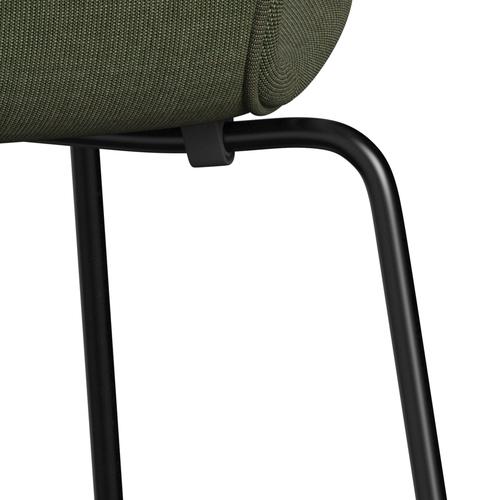 Fritz Hansen 3107 stoel Volledige bekleding, zwart/canvas mos groen