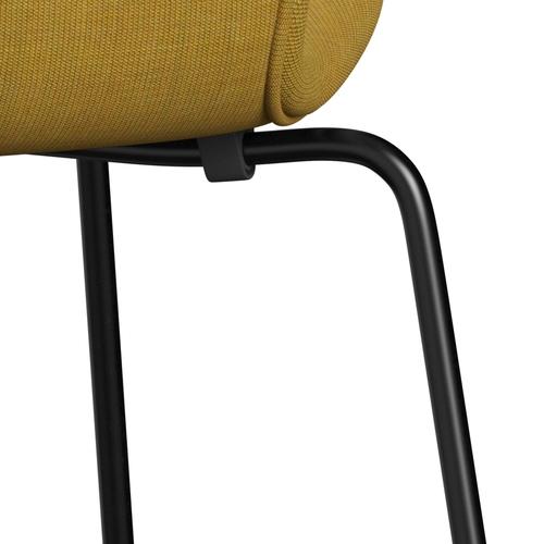 Fritz Hansen 3107 Stuhl Vollpolsterung, Schwarz/Leinwand Senf