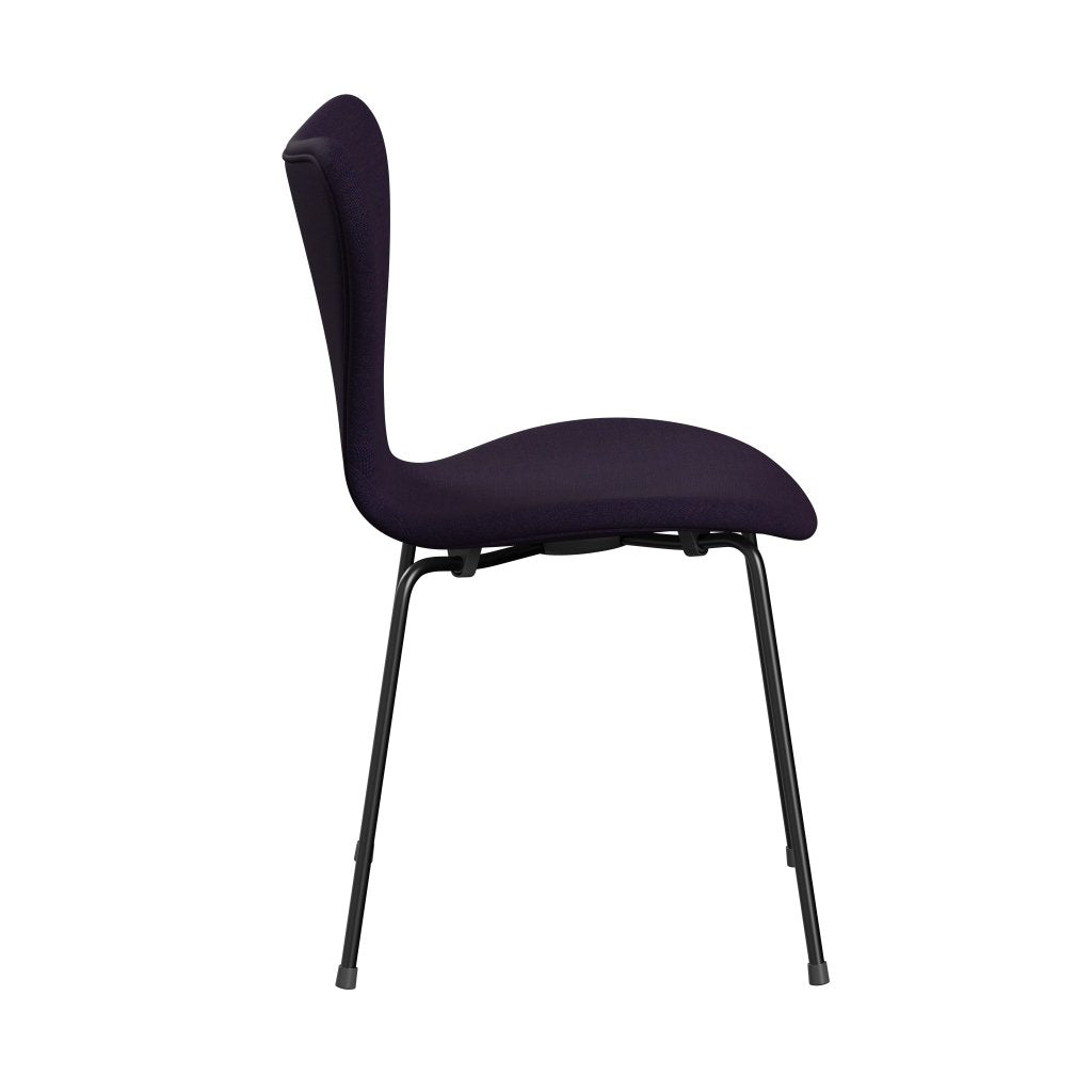 Fritz Hansen 3107 Stuhl Vollpolsterung, Schwarz/Leinwand Marineblau