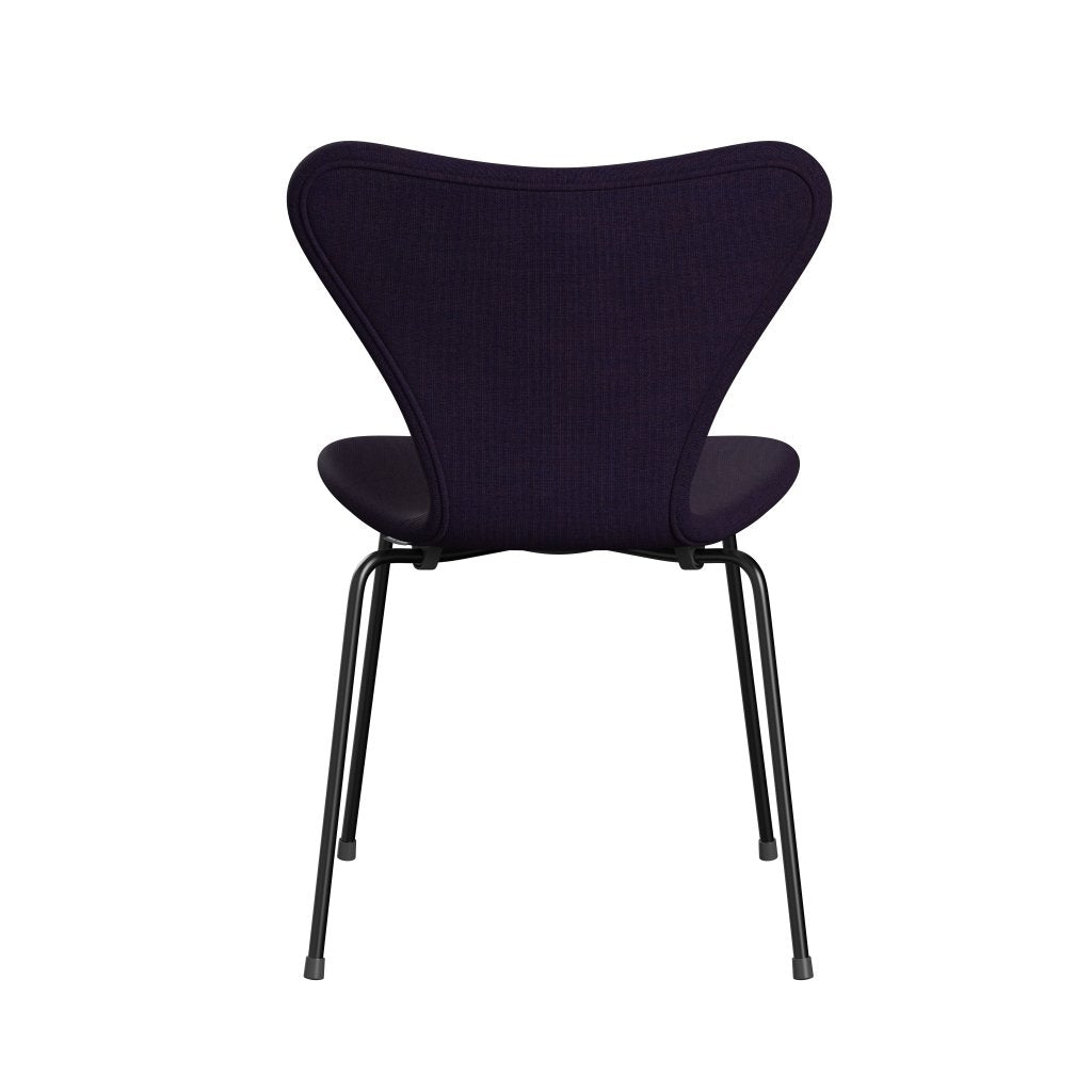 Fritz Hansen 3107 Stuhl Vollpolsterung, Schwarz/Leinwand Marineblau