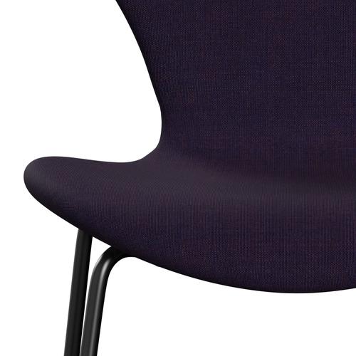 Fritz Hansen 3107 Stuhl Vollpolsterung, Schwarz/Leinwand Marineblau