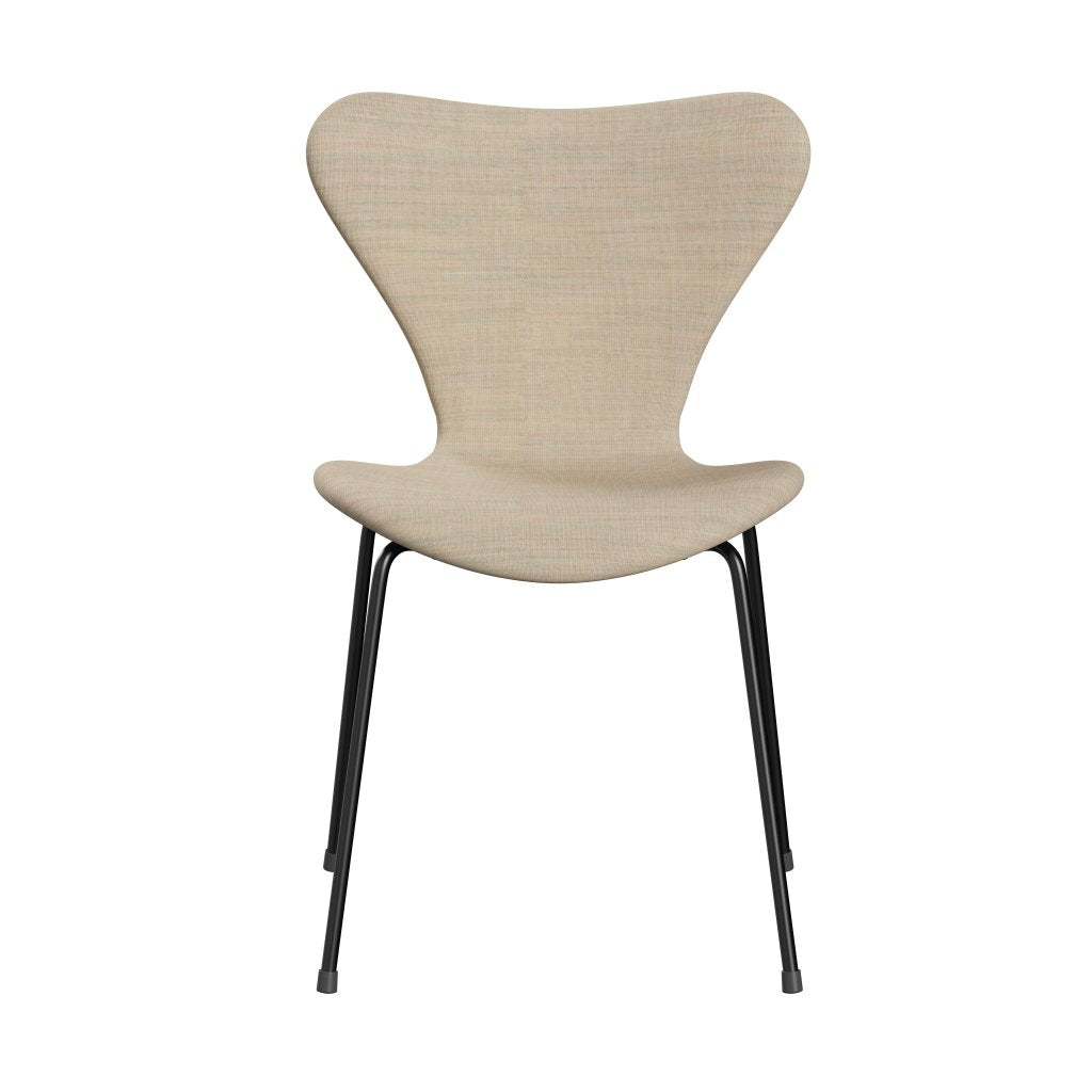 Fritz Hansen 3107 stoel Volledige bekleding, zwart/canvas zandlicht