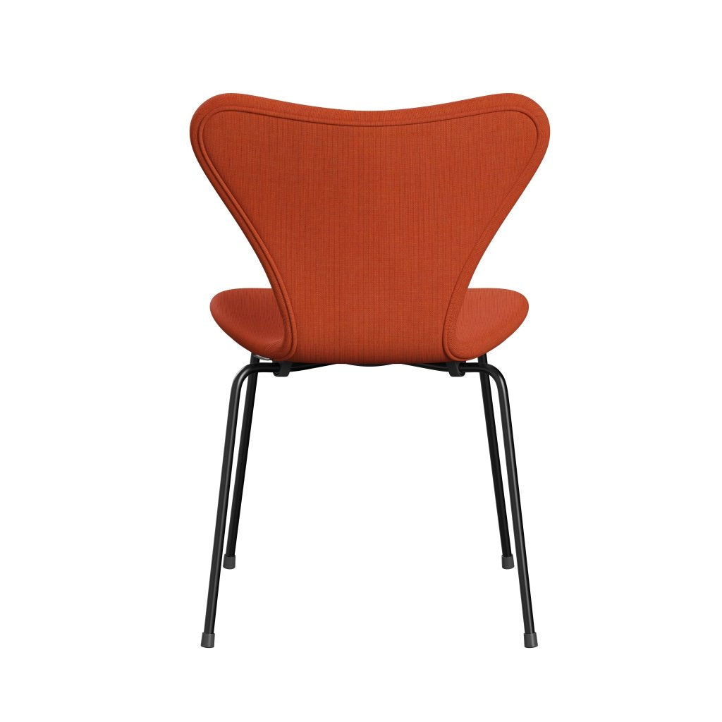 Fritz Hansen 3107 Stuhl Vollpolsterung, Schwarz/Canvas Soft Orange