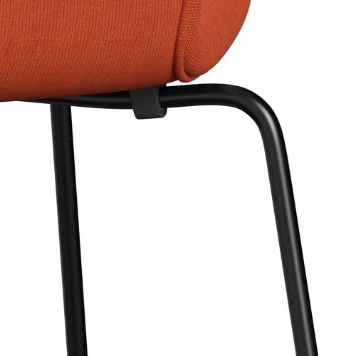 Fritz Hansen 3107 stoel Volledige bekleding, zwart/canvas soft oranje