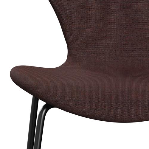 Fritz Hansen 3107 Stuhl Full Polster, Schwarz/Leinwand Stein dunkel