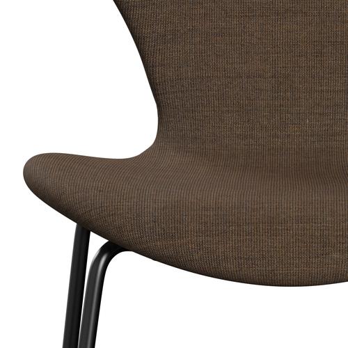 Fritz Hansen 3107 Stuhl Full Polster, Schwarz/Leinwand Steingrau