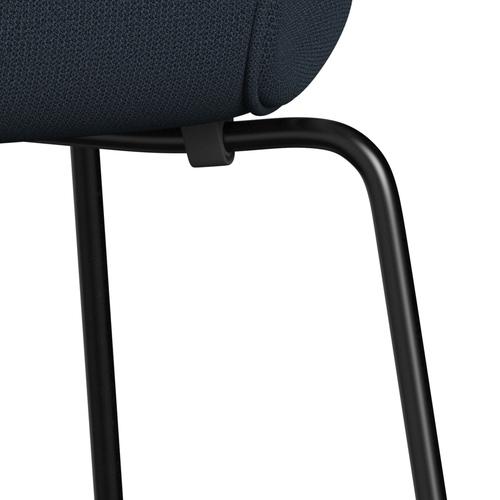 Fritz Hansen 3107 Stuhl Vollpolsterung, Schwarz/Capture Blau