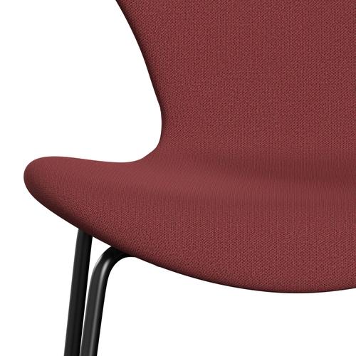 Fritz Hansen 3107 Stuhl Vollpolsterung, Schwarz/Capture Dunkelrot