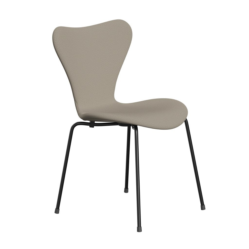 Fritz Hansen 3107 Stuhl Vollpolsterung, Schwarz/Capture Grey Sand