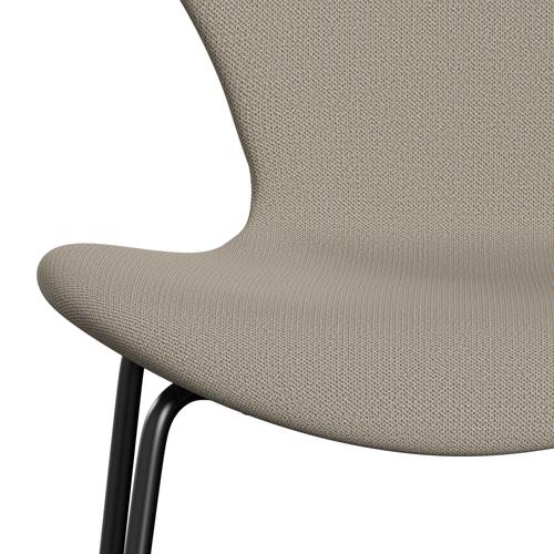 Fritz Hansen 3107 Stuhl Vollpolsterung, Schwarz/Capture Grey Sand