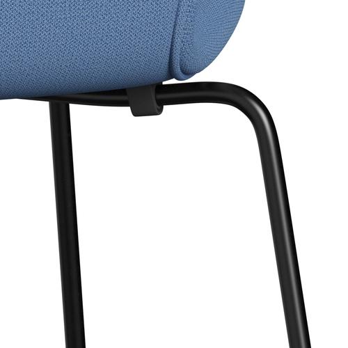 Fritz Hansen 3107 Stuhl Vollpolsterung, Schwarz/Capture Instant Blue