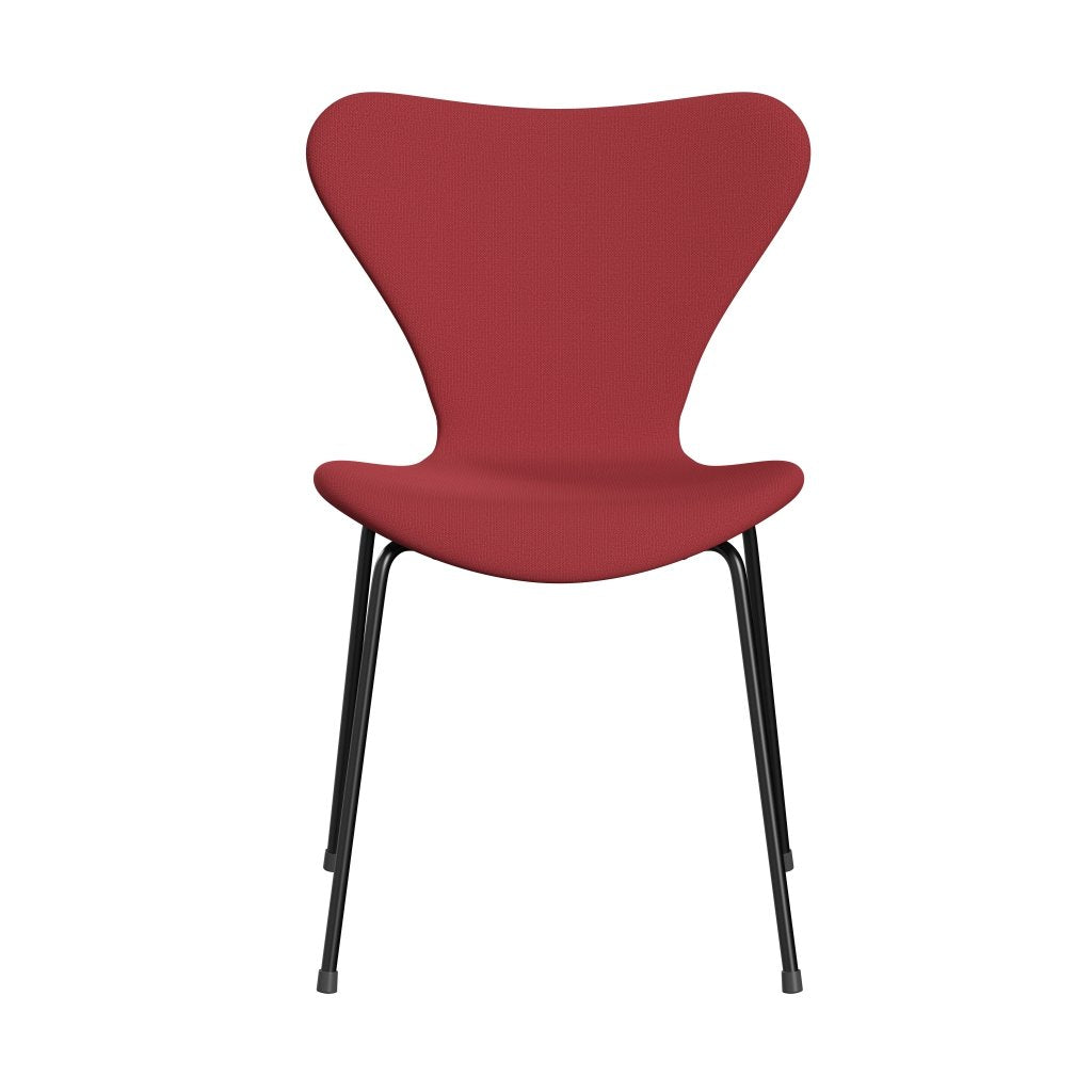 Fritz Hansen 3107 Stuhl Vollpolsterung, Schwarz/Capture Instant Red