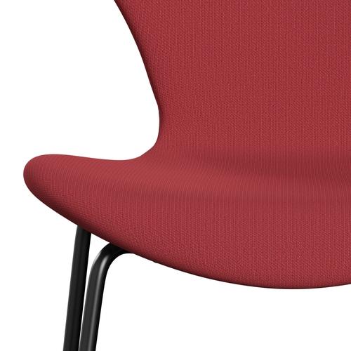 Fritz Hansen 3107 Stuhl Vollpolsterung, Schwarz/Capture Instant Red