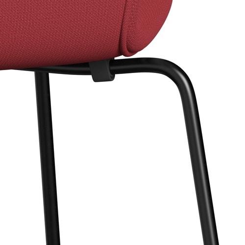 Fritz Hansen 3107 Stuhl Vollpolsterung, Schwarz/Capture Instant Red